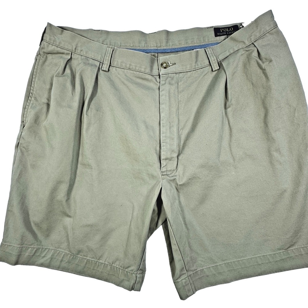 Polo Ralph Lauren Pleated Chino Shorts Mens 38 Khaki Tan Cotton Twill Classic